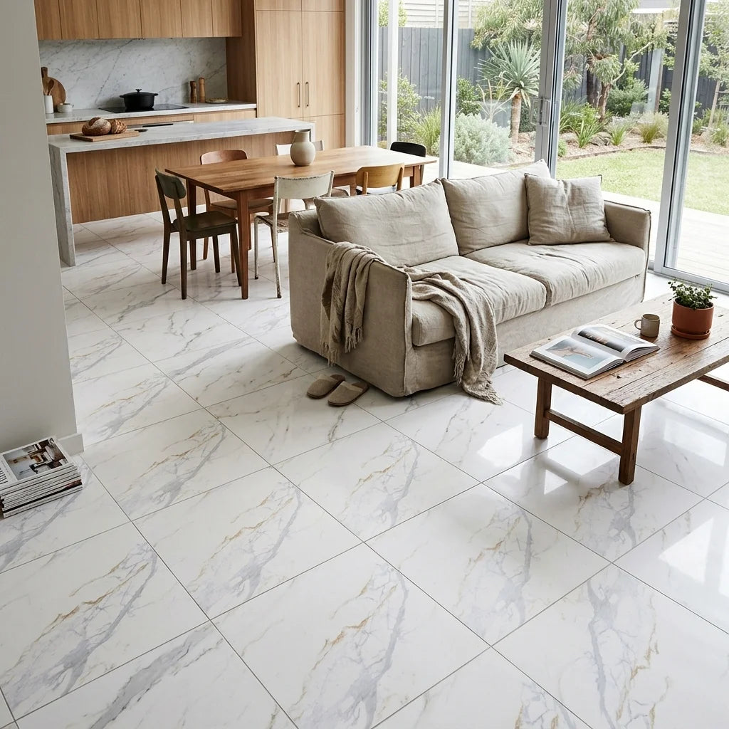 BHCS132 600X600 POLISHED — open-plan living + dining + kitchen
