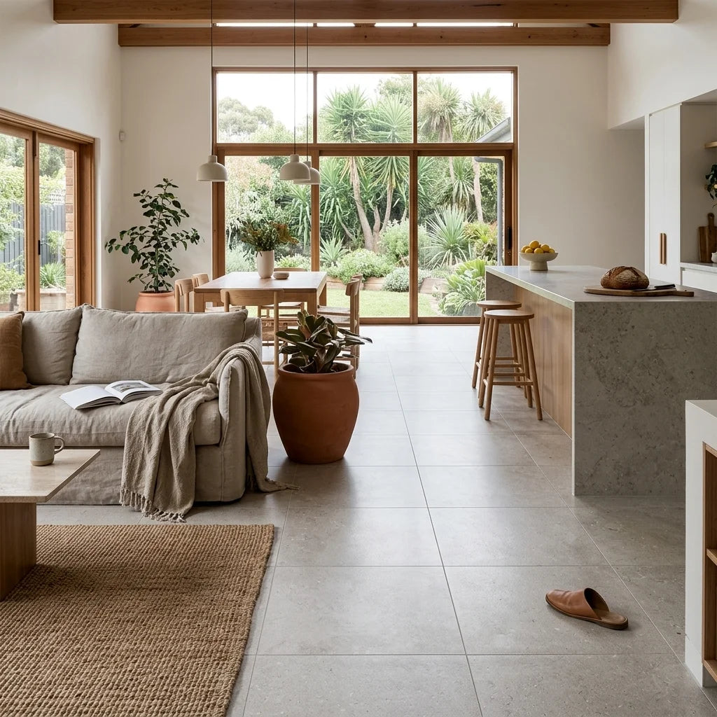 BHCS134 600X600 POLISHED — open-plan living + dining + kitchen