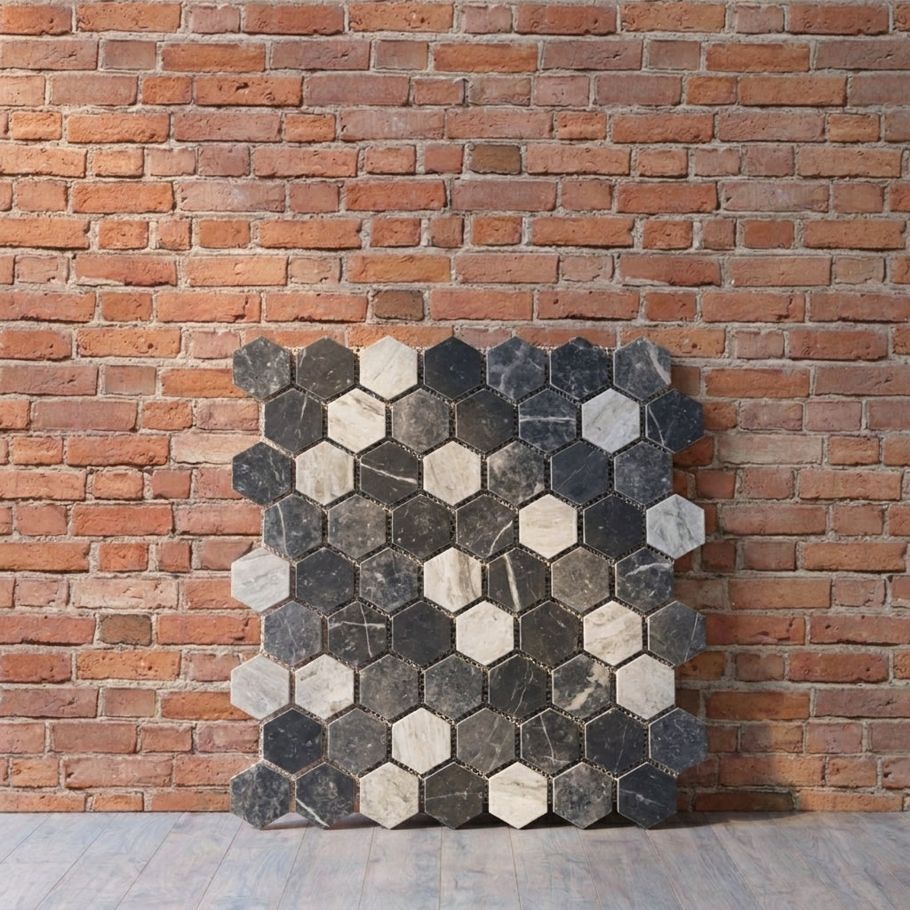 BHCS21 PETRA GREY LARGE HEXAGON MOSAIC