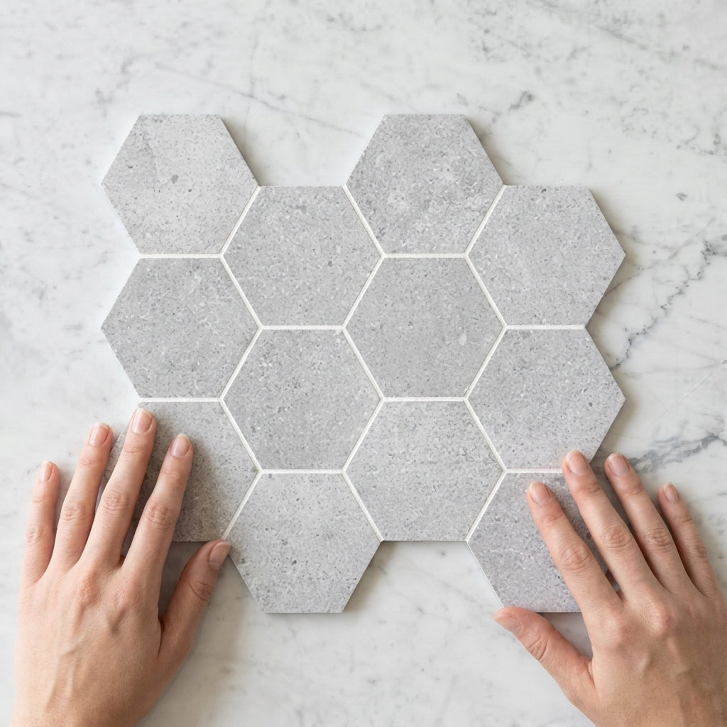 BHCS22 Light Grey Hexagon Mosaic