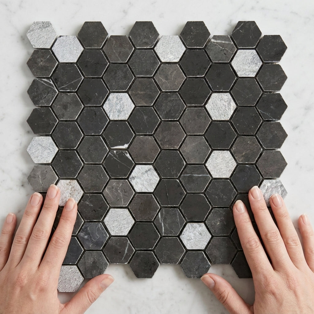 BHCS23 PETRA GREY SMALL HEXAGON MOSAIC
