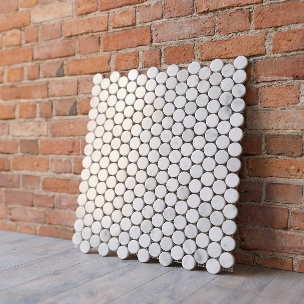 BHCS28 CARRARA PENNY ROUND MOSAIC