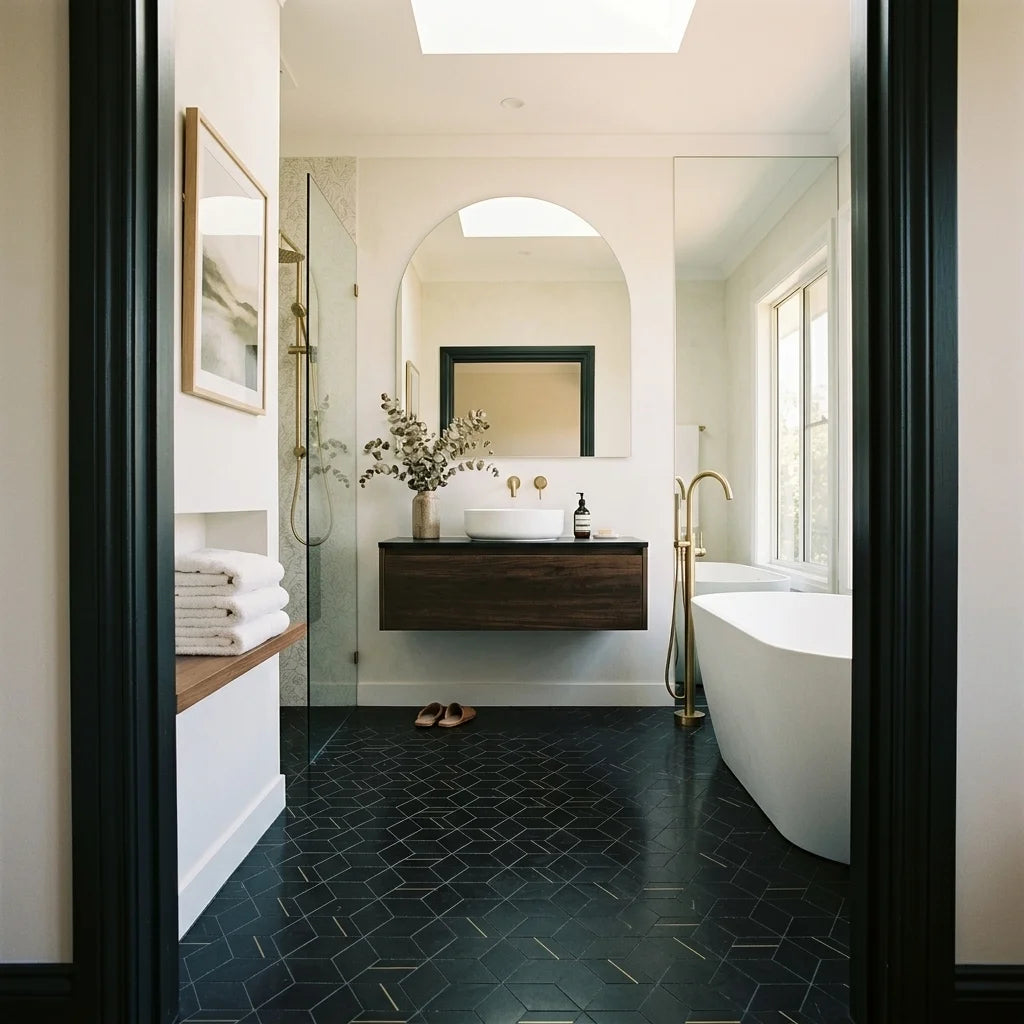 BHCS34 CUBIC NERO MARQUINA 345X298 HONED — main bathroom