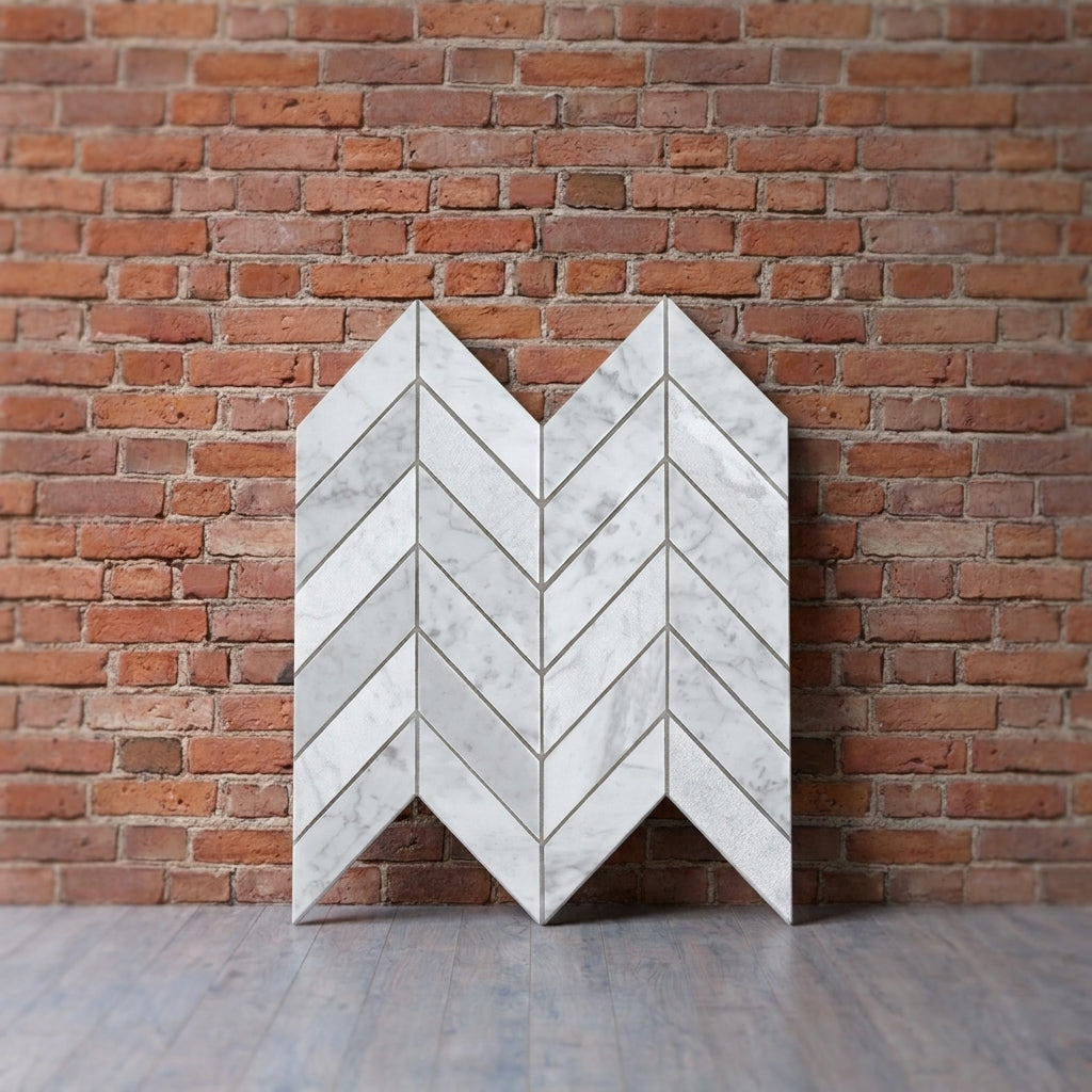 BHCS35  CARRARA CHEVRON MOSAIC