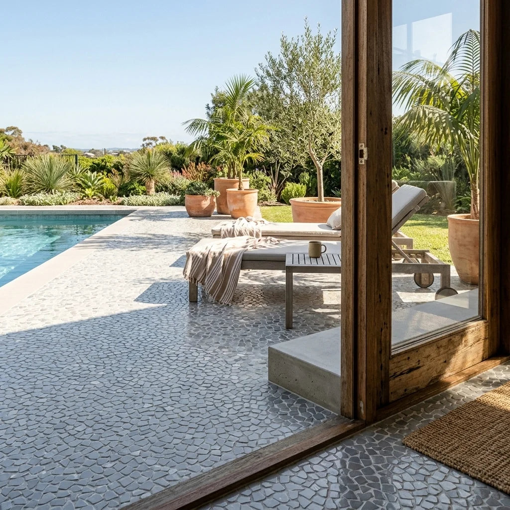 BHCS53 100x100x9 GLOSS — poolside terrace