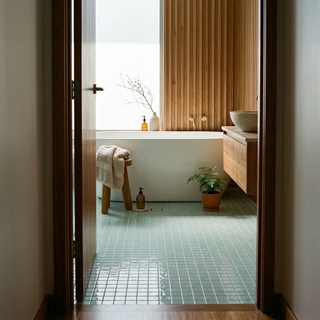 BHCS55 100x100x9 GLOSS — Japanese-inspired ensuite