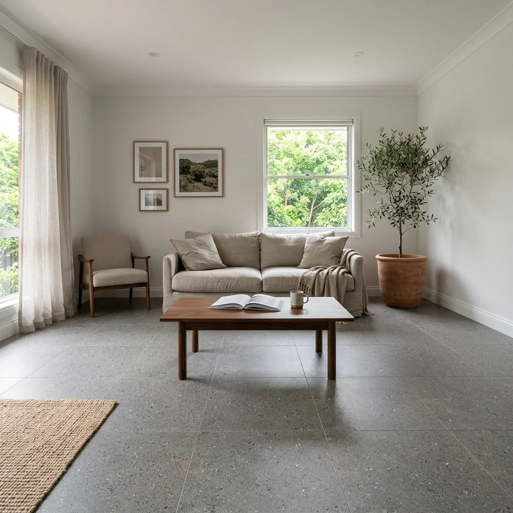 BHCS92 AMALFI D GREY 600x600 Smooth Grip Finish — living room