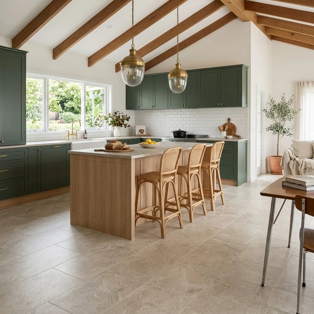 BHCV114 SEA BEIGE 600X1200MM MATT — open-plan kitchen