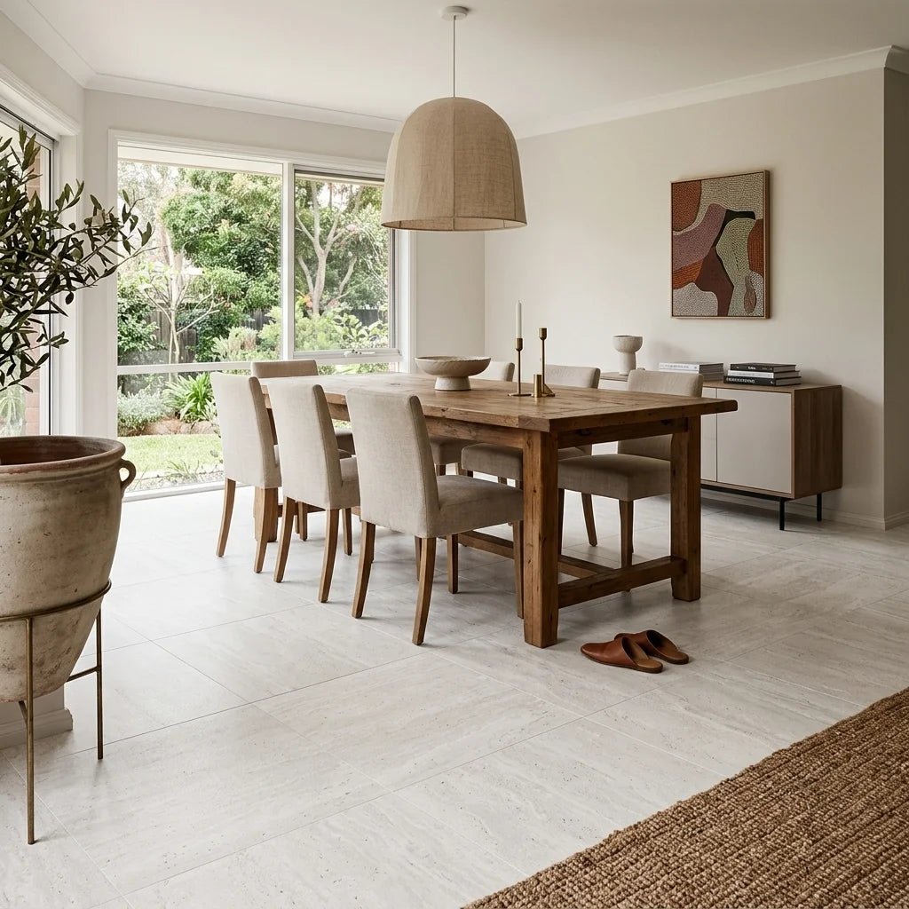 BHCV140 Travertine White 600 X 1200MM Matt — dining room