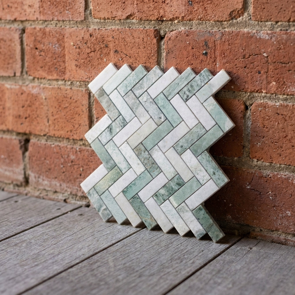 BHCV40 Calcutta Green Herringbone 23*73*7MM