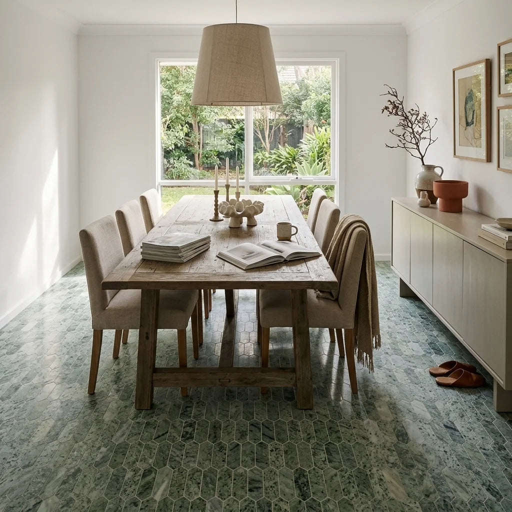 BHCV42 calcutta green pickets 48*148*7MM — dining room