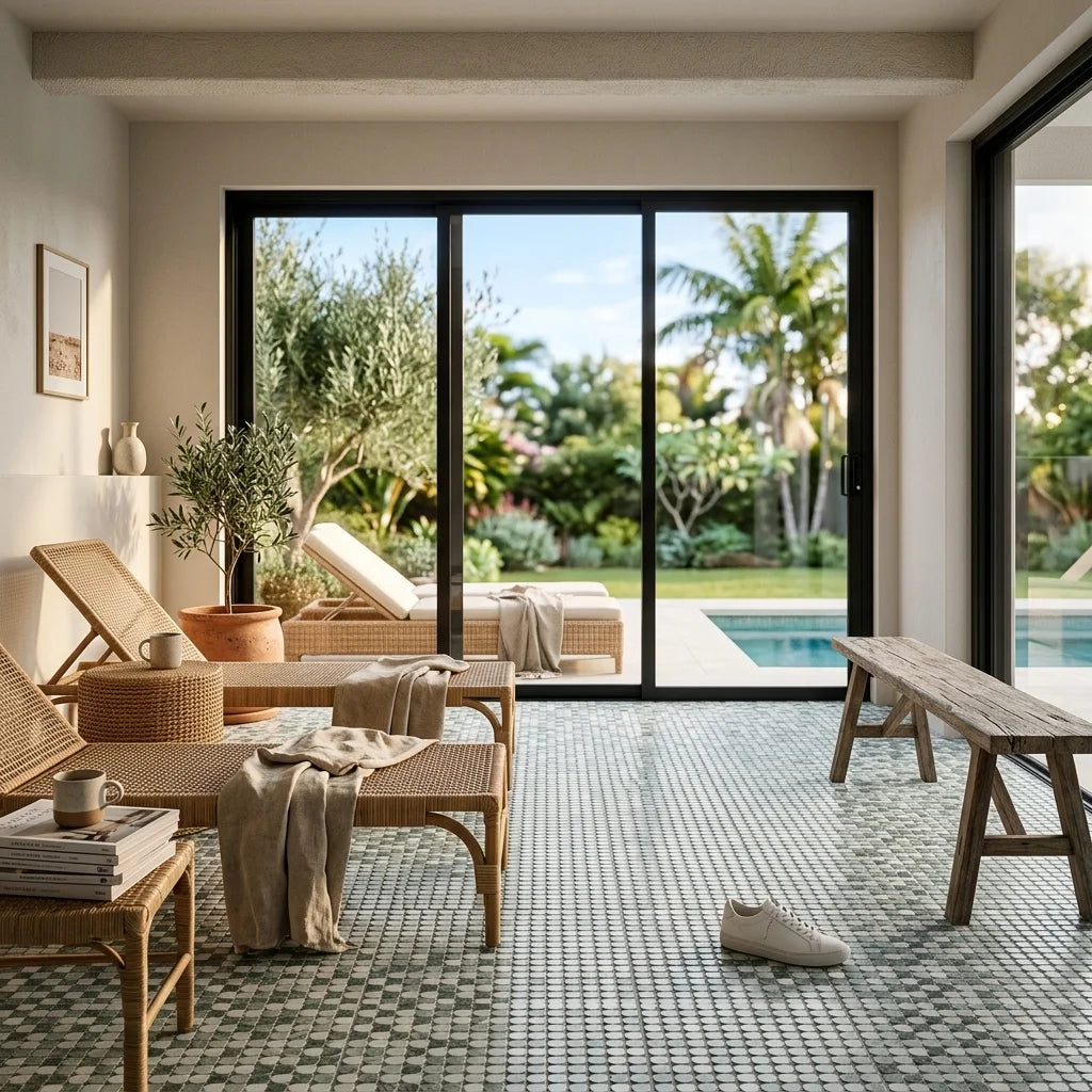 BHCV43 calcutta green penny round 23*7MM — poolside terrace