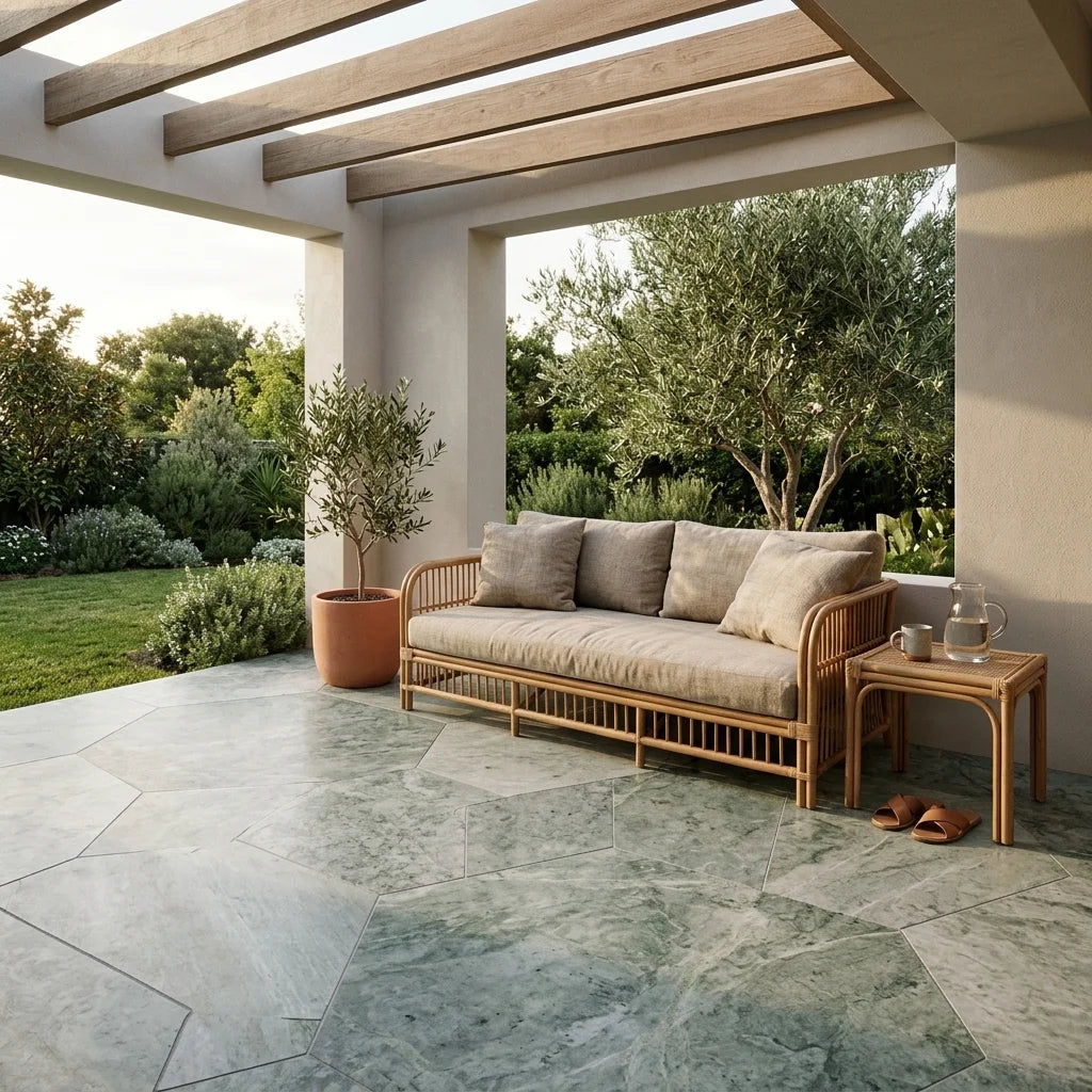 BHCV44 calcutta green hexagon 73*73*7MM — covered patio