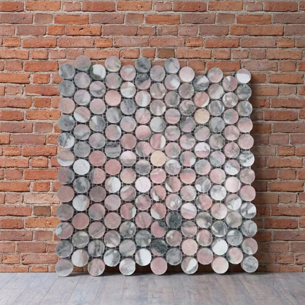 BHCV48 PINK MARBLE PENNY ROUND 23*7MM