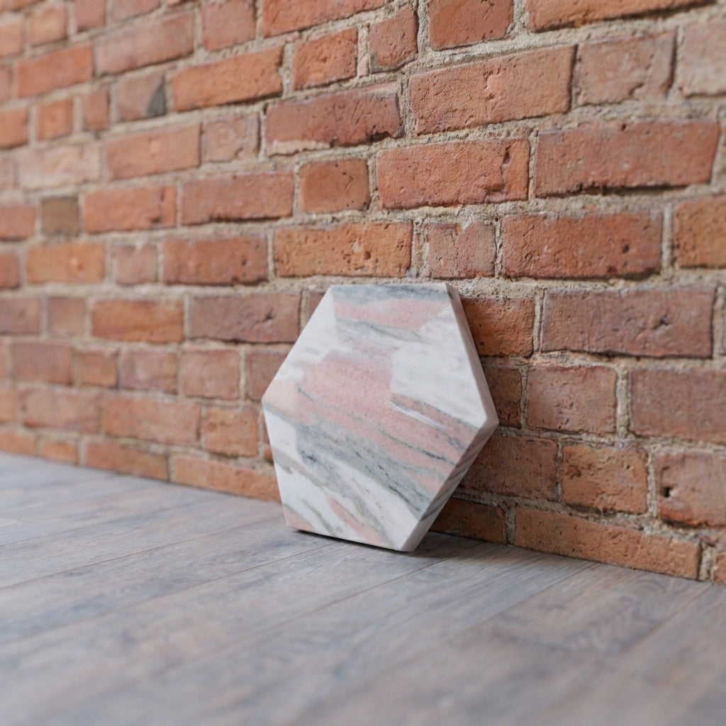 BHCV49 PINK MARBLE HEXAGON	73*73*7MM
