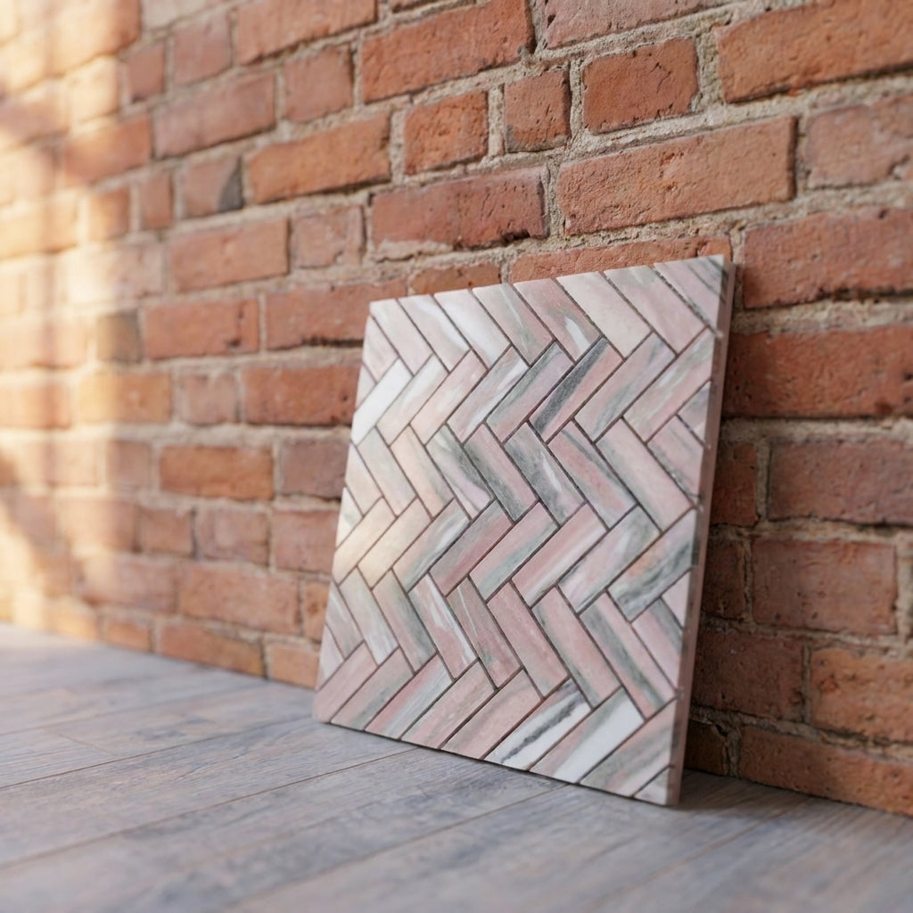 BHCV50 PINK MARBLE HERRINGBONE