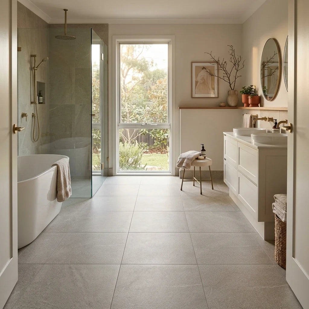 BHCV87 PARIS SAND 600 x 600 MATT — ensuite bathroom