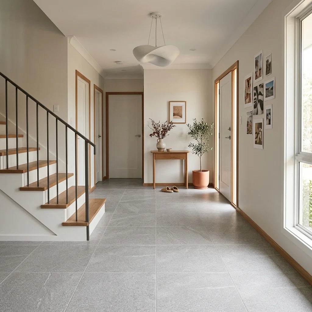 BHCV88 PARIS LIGHT GREY 600X600 MATT — stair landing