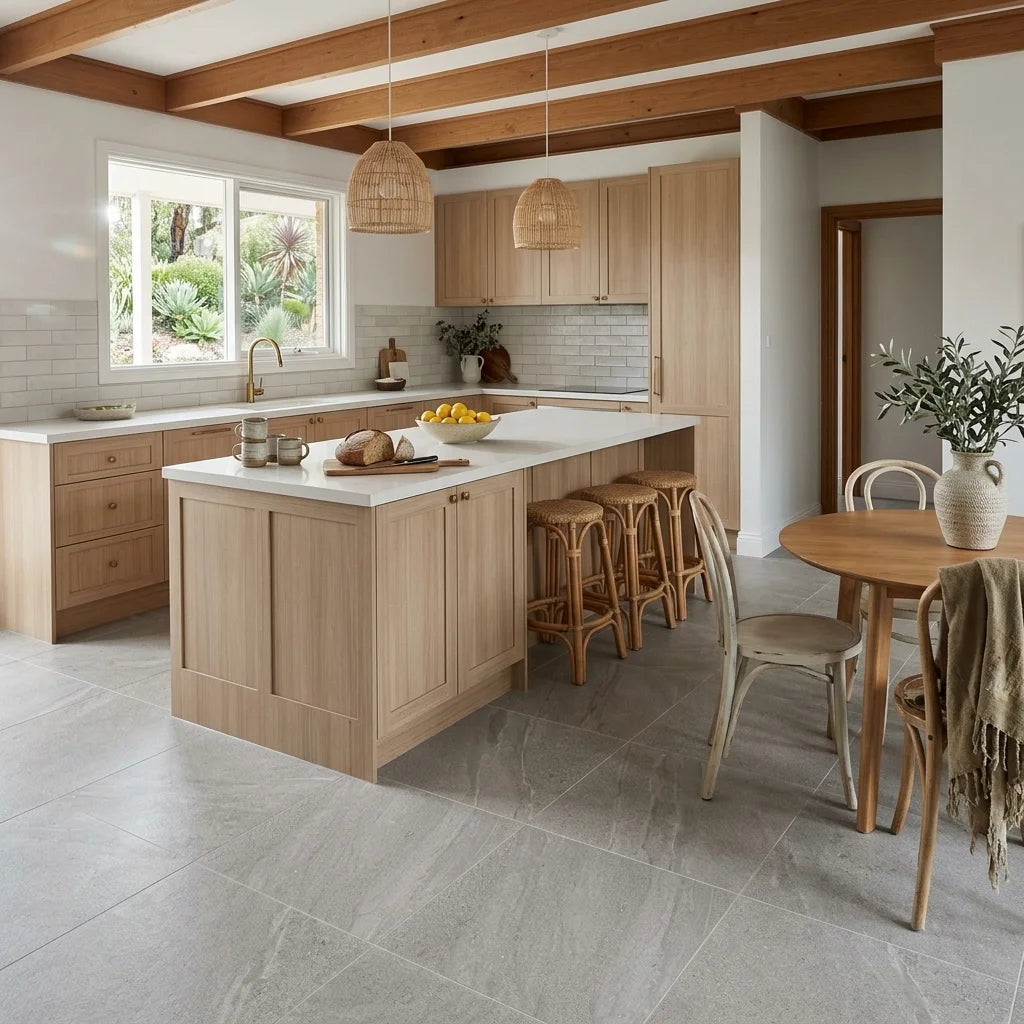 BHCV89 PARIS MID GREY 600X600 MATT — open-plan kitchen