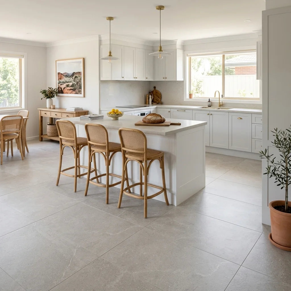 BHCV76 BERLINE BONE 1200X600 MATT — open-plan kitchen