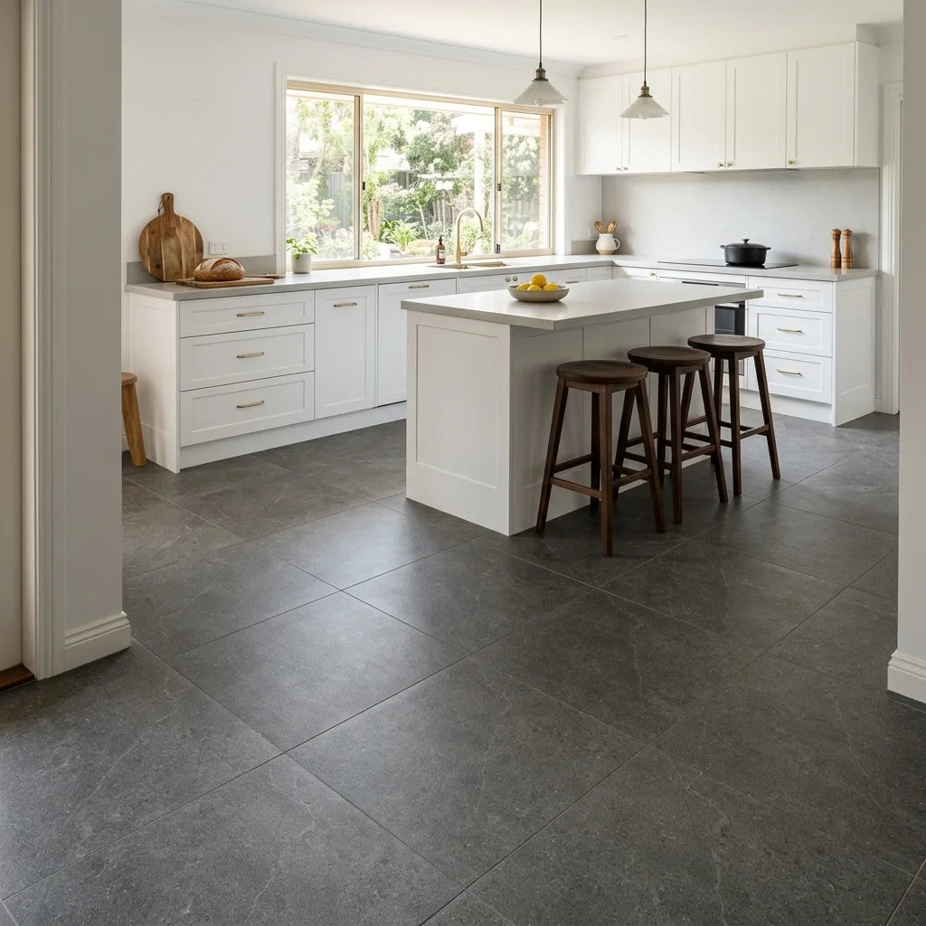 BHCV83 BERLINE SMOKE 600X600 MATT — open-plan kitchen