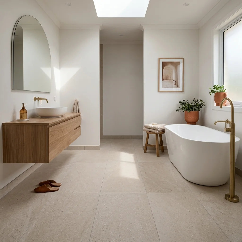 BHCV85 SPARKLE BEIGE 1200X600 MATT — main bathroom