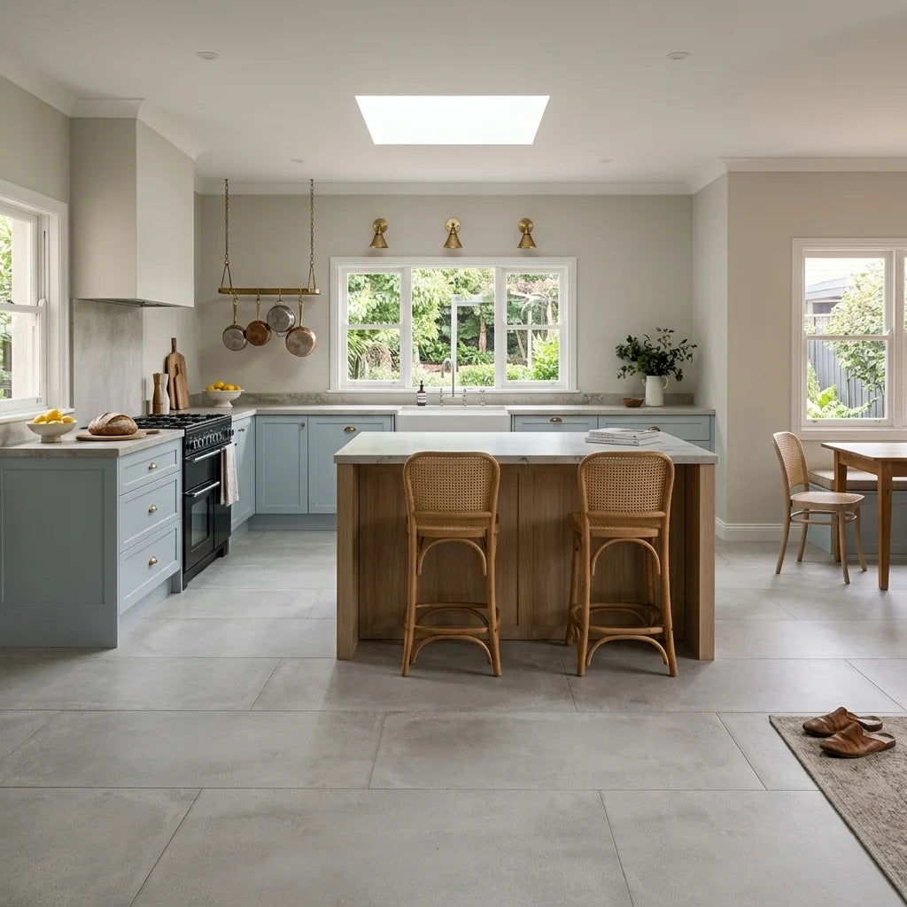 BHCV99 NINA PEARL 1200X600 LAPPATO — open-plan kitchen