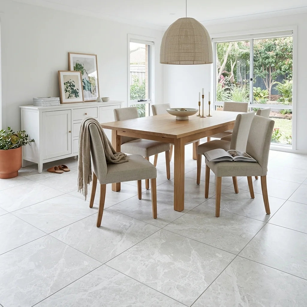 BHF304 TUNDRA STONE WHITE MATT 600X600 — dining room