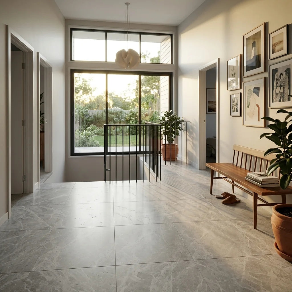 BHF305 TUNDRA STONE GREY MATT 600X600 — stair landing