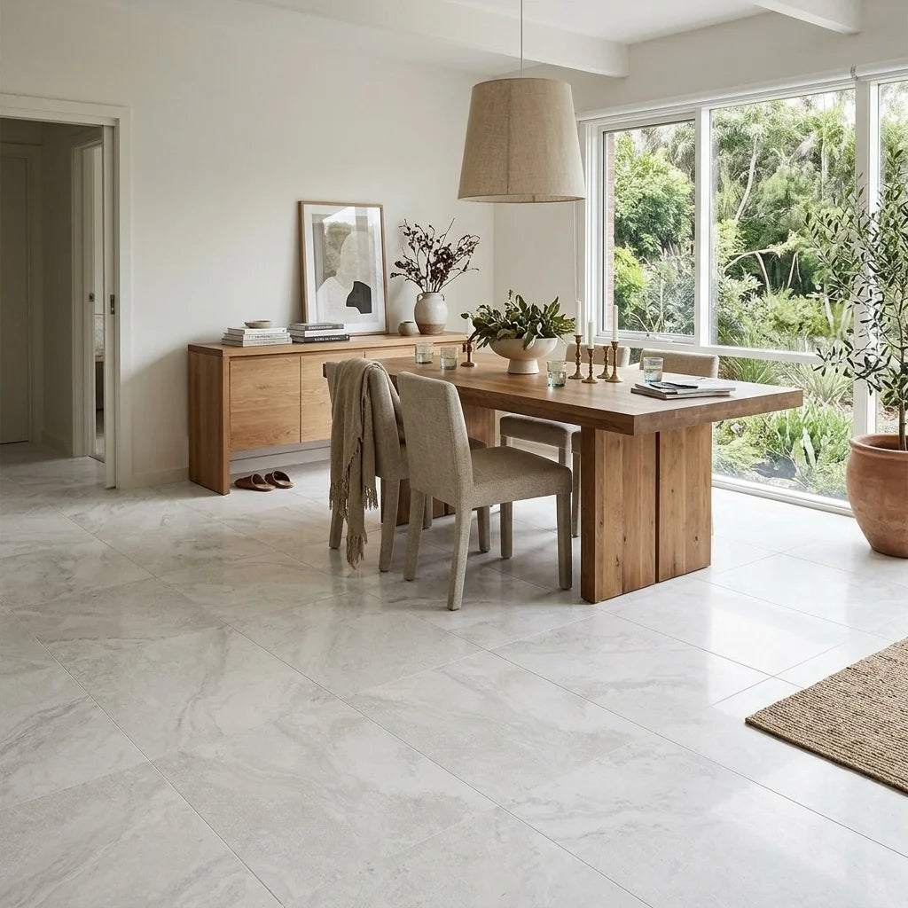BHF313 GLACIER WHITE LAPATTO 600X600 — dining room