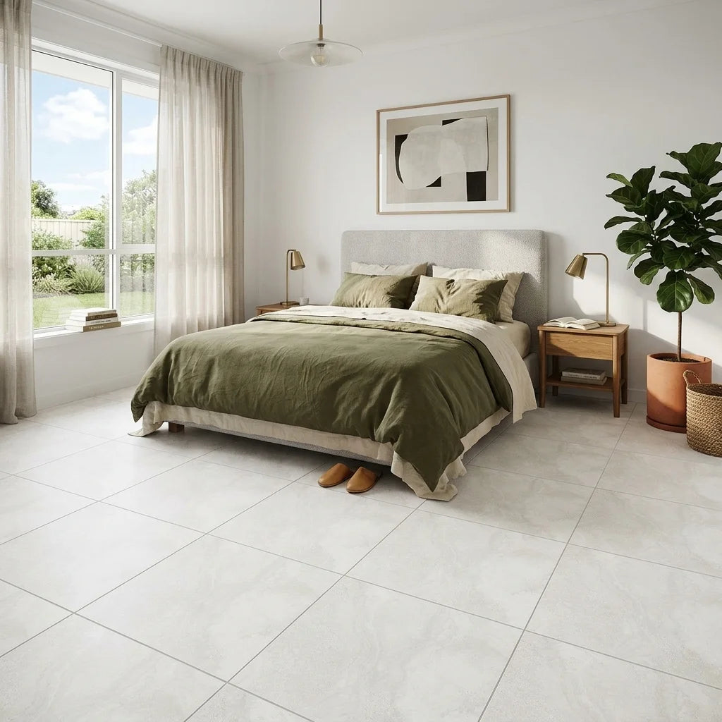 BHF314 GLACIER WHITE MATT 600X600 — bedroom