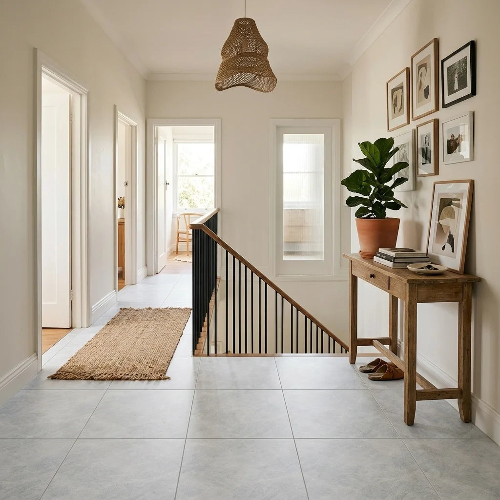 BHF316 TAJ MAHAL SILVER SOFT MATT 600X600 — stair landing