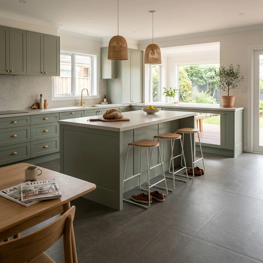 BT1006 GRANITE SMOKE 750X1500 MATT — open-plan kitchen