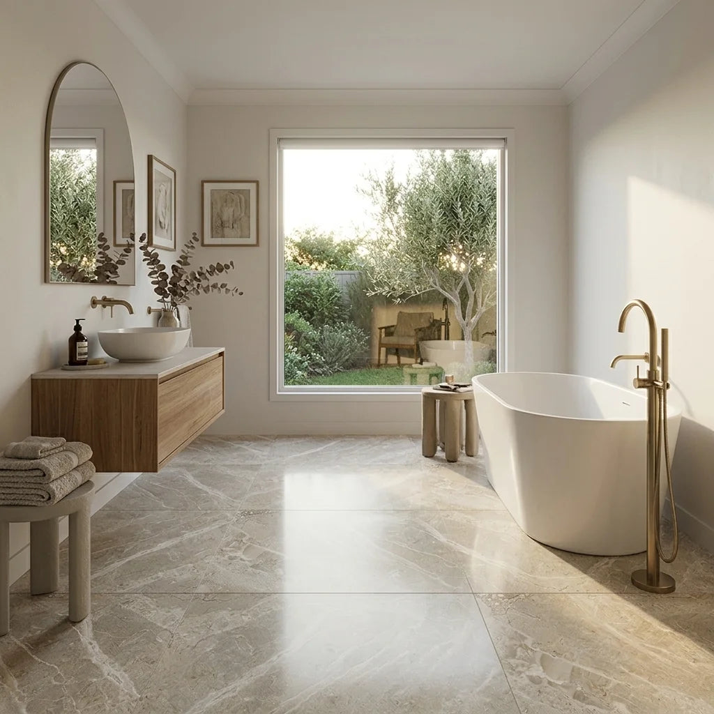 BT1117 ARMANI CARAMEL 600X600 POLISHED — main bathroom