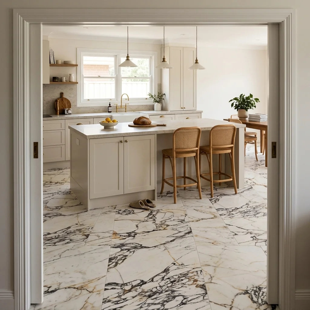 BT1120 DREAM GOLD 1200X600 ITALIAN MATT — open-plan kitchen