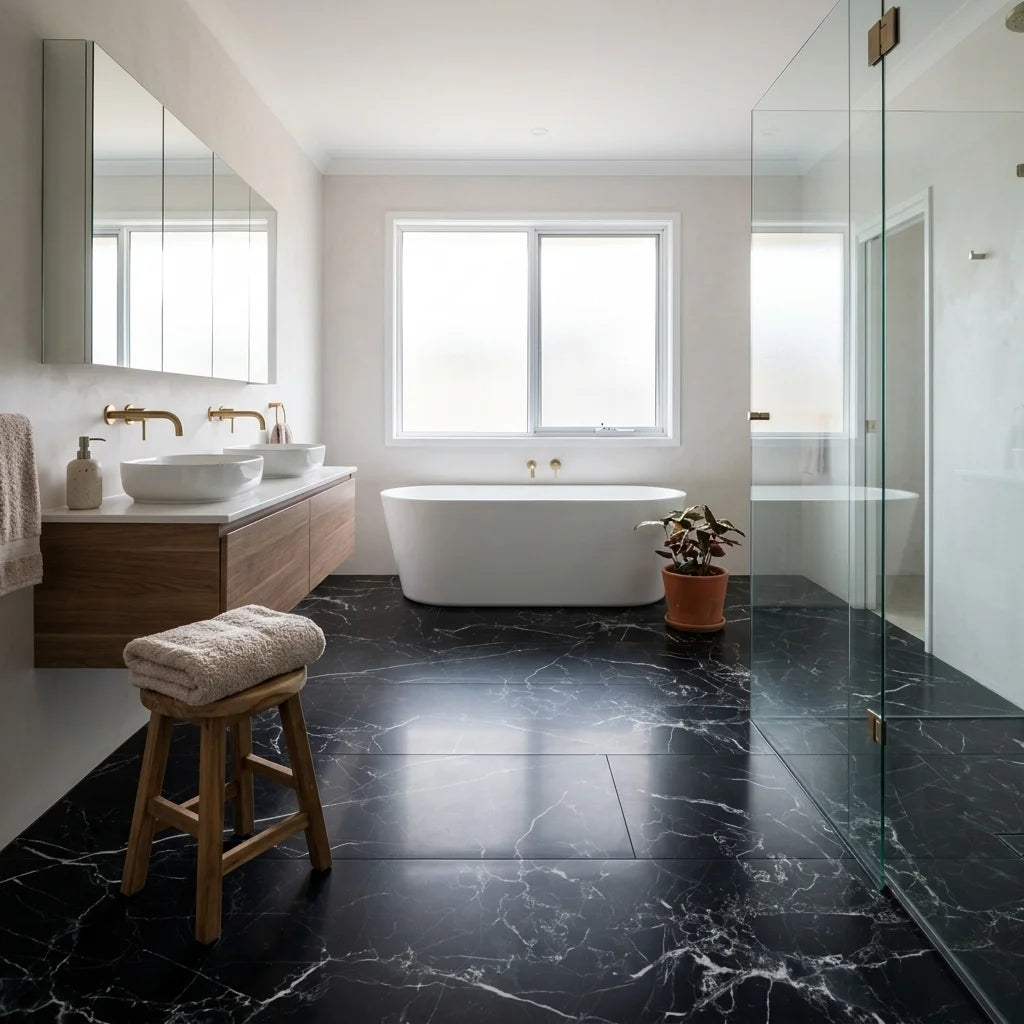BT1128 EBONY RADON 1200X600 POLISHED — ensuite bathroom