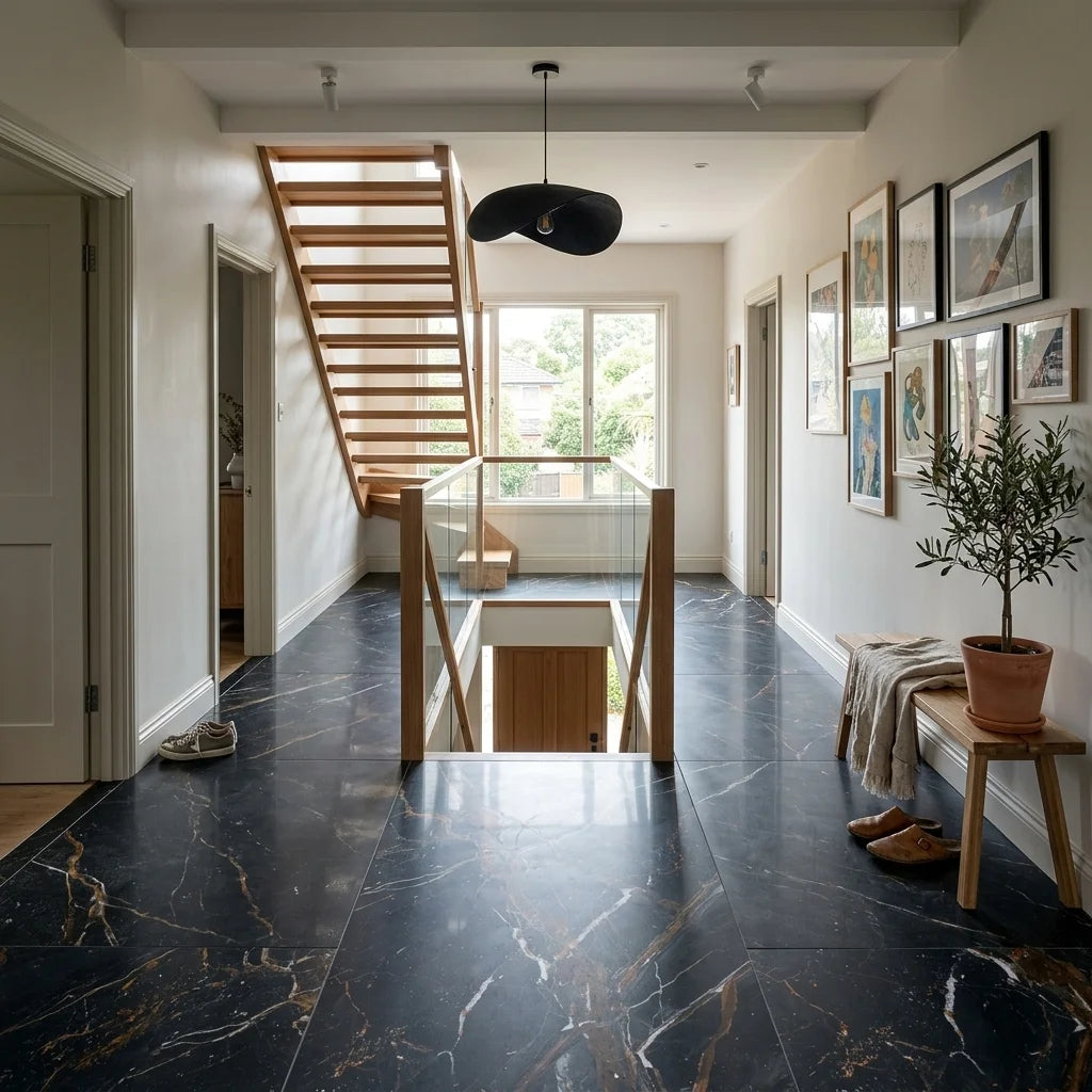 BT1129 EBONY BOLZANO 1200X600 POLISHED — stair landing