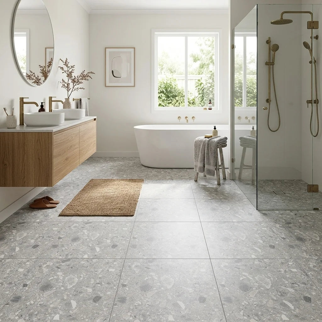BT1134 BEACH LIGHT GREY 6X6 MATT — ensuite bathroom