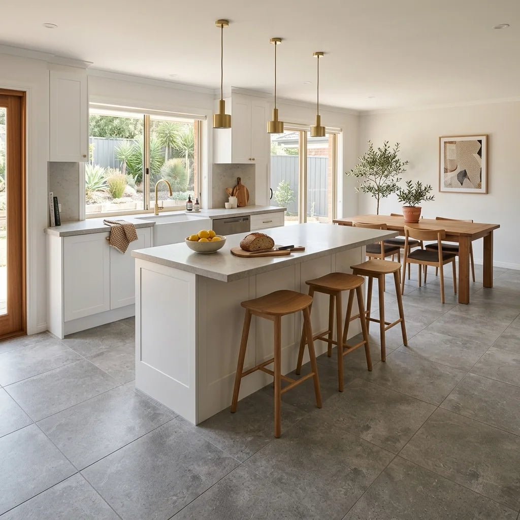 BT1144 SEA GREY 600X600 MATT — open-plan kitchen