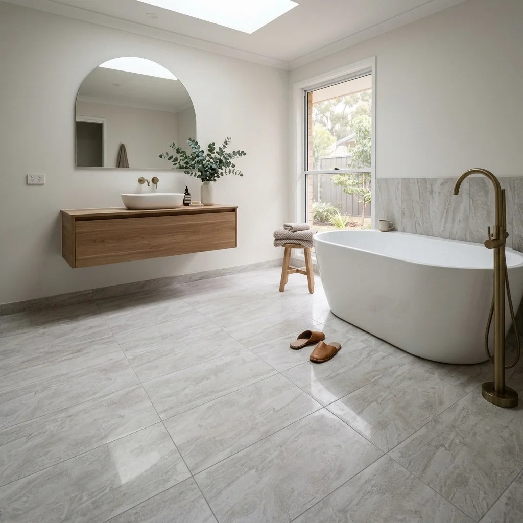 BT116 CLASSY CARAMEL 600X300 POLISHED — main bathroom