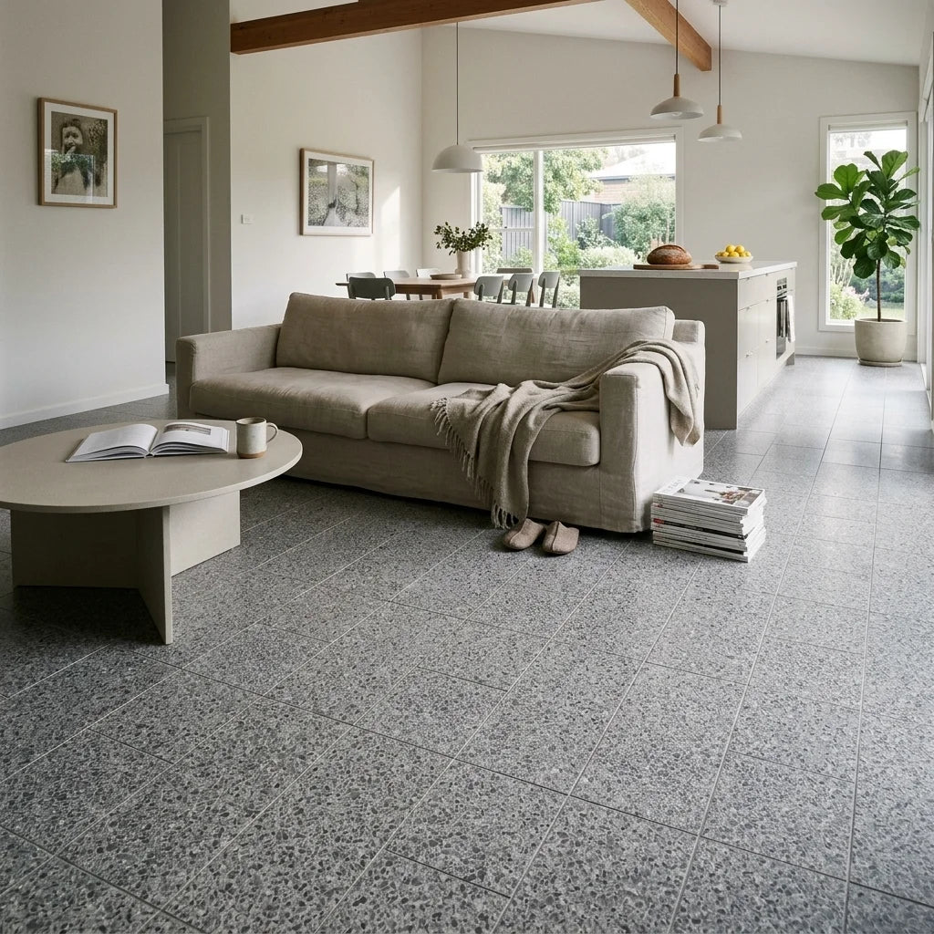 BT1165-3 SAPPHIRE L GREY 300X600 MATT — open-plan living + dining + kitchen