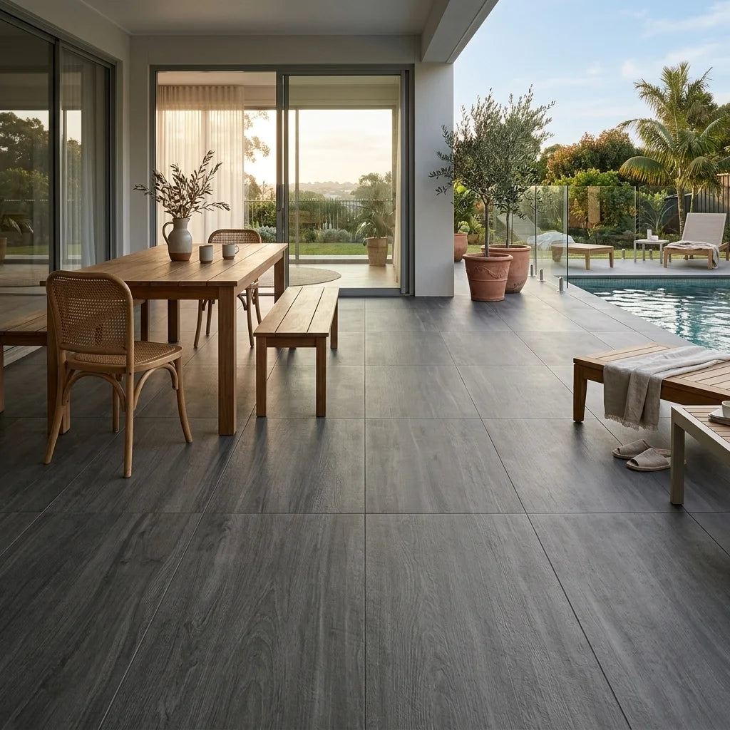 BT1170 RUSTIK BLANCO 1200X200 MATT — poolside terrace