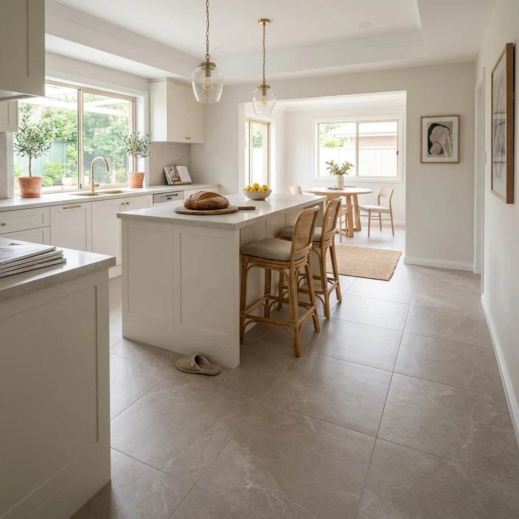 BT1174 GUCCI TAUPE 600X600 MATT — open-plan kitchen
