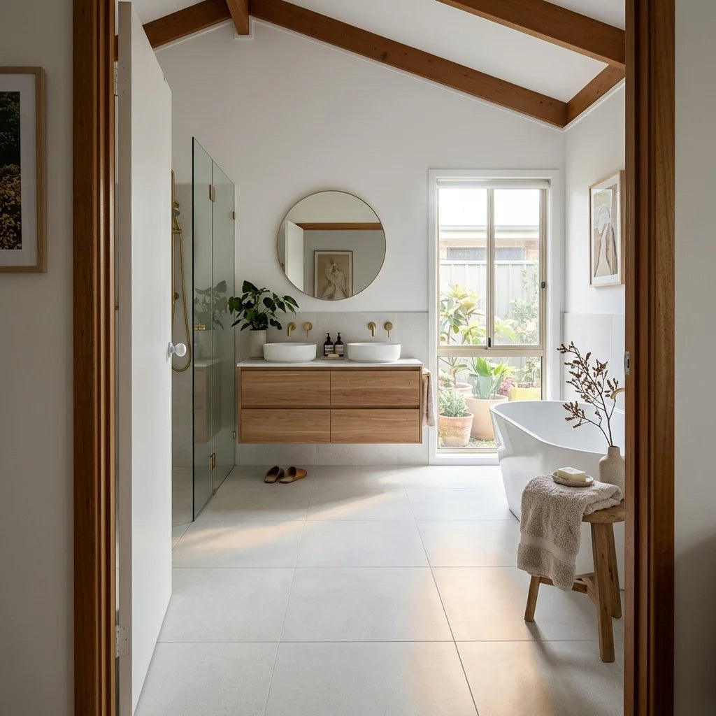 BT194 PEARL WHITE 600X600 MATT — ensuite bathroom