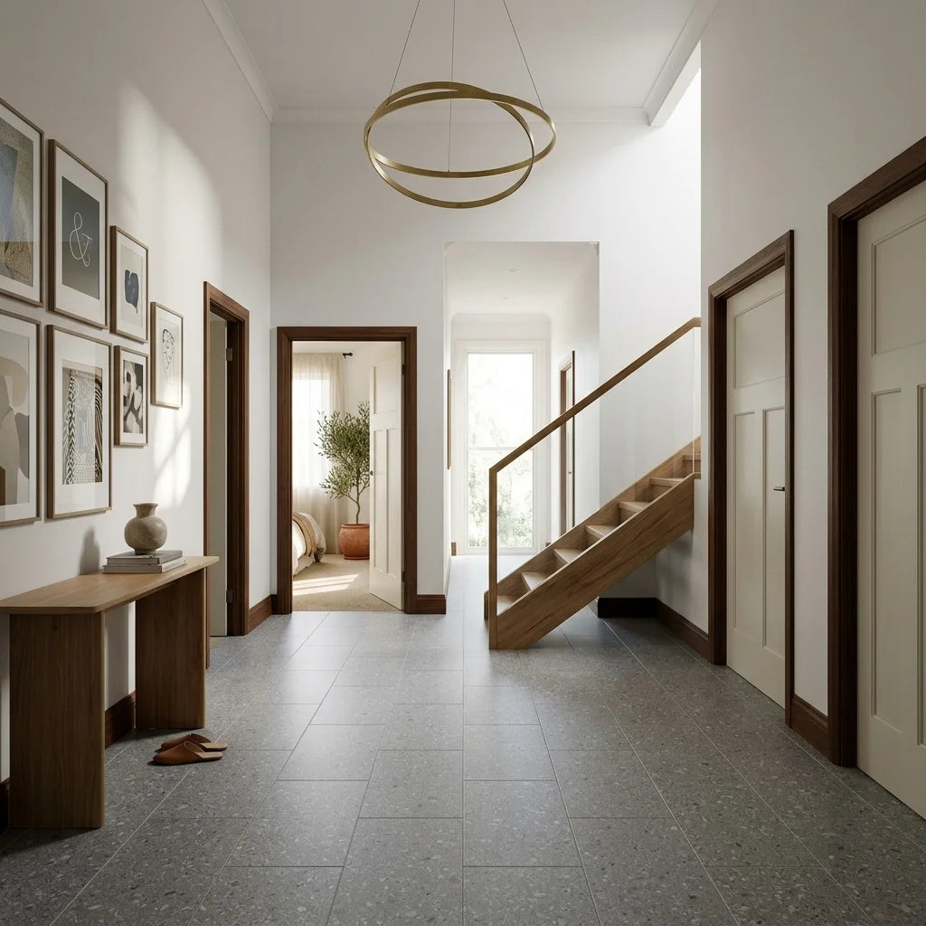 BT3302-3 TERRAZZO GREY 300X600 MATT — stair landing