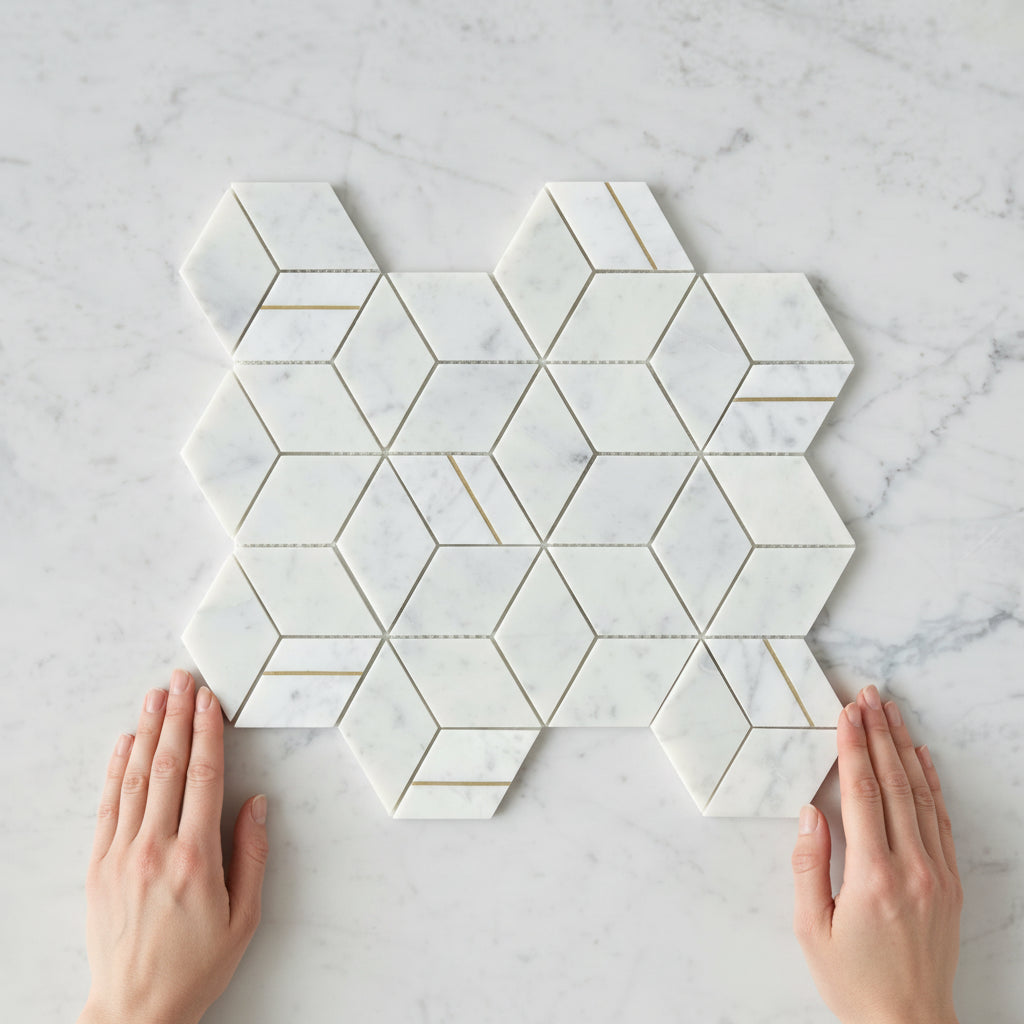 BT3340 GOLDEN Cubic CARRARA 345x298x8