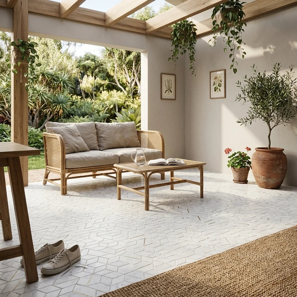 BT3340 GOLDEN Cubic CARRARA 345x298x8 — covered patio
