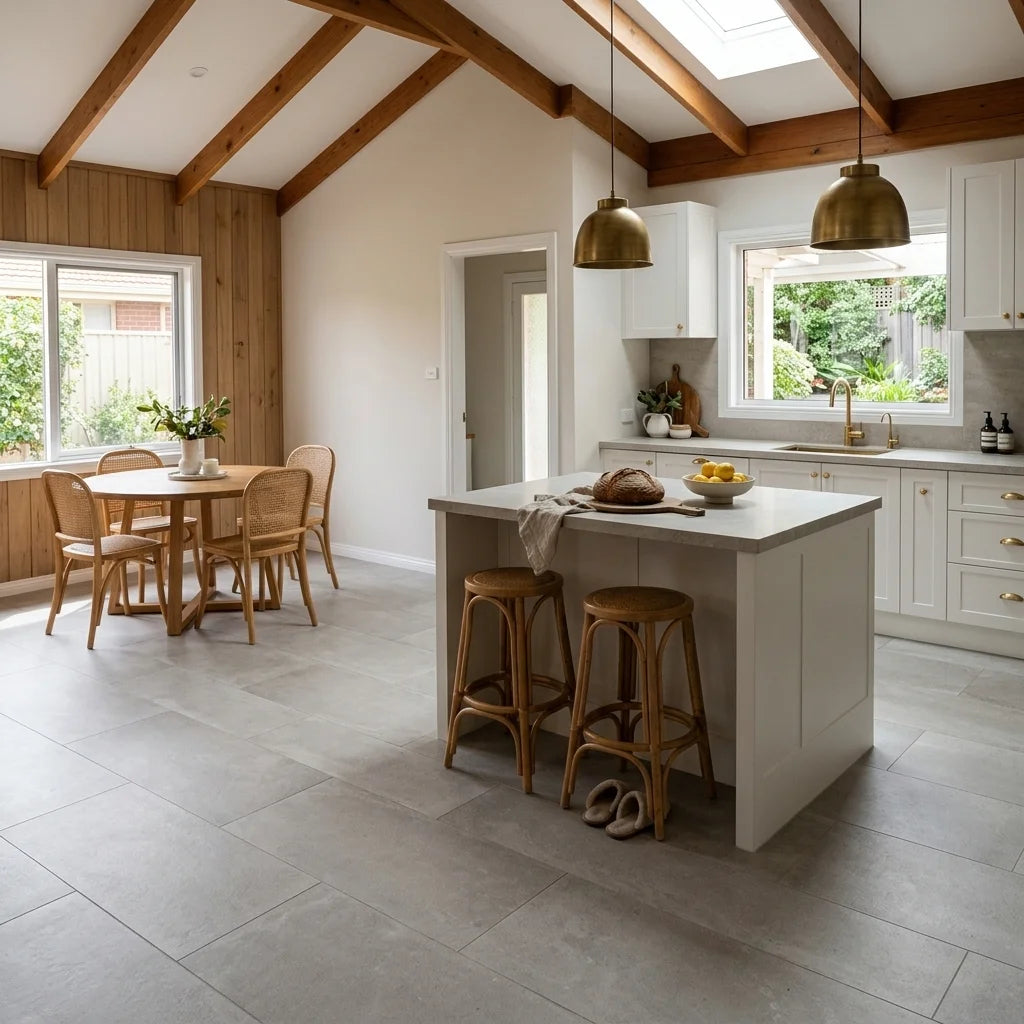BT3374 ARTICO LIGHT GREY 600X300 MATT — open-plan kitchen