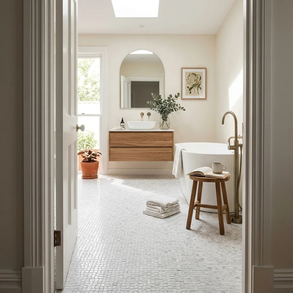 BT3390 ONYX WHITE POLISH 200X603 — main bathroom