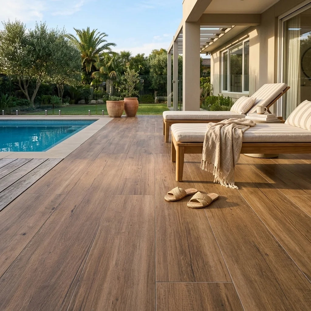 BT3394 CELIO NATURAL 1200X200 MATT — poolside terrace